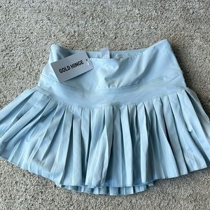 Gold hinge light blue pleated skirt